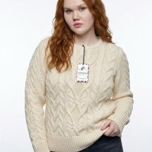 Artisan Cream Cable Knit Wool Fisherman’s Sweater